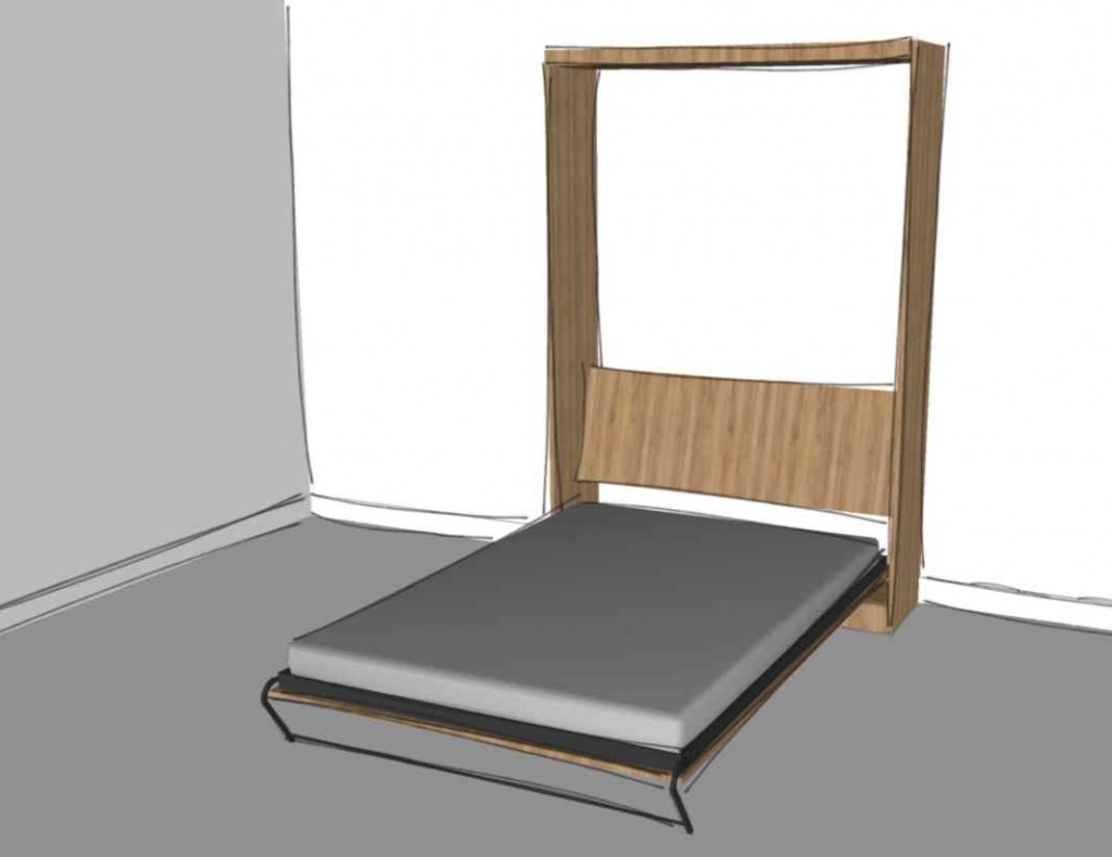 Łóżko w szafie panelowe otwart - projekt