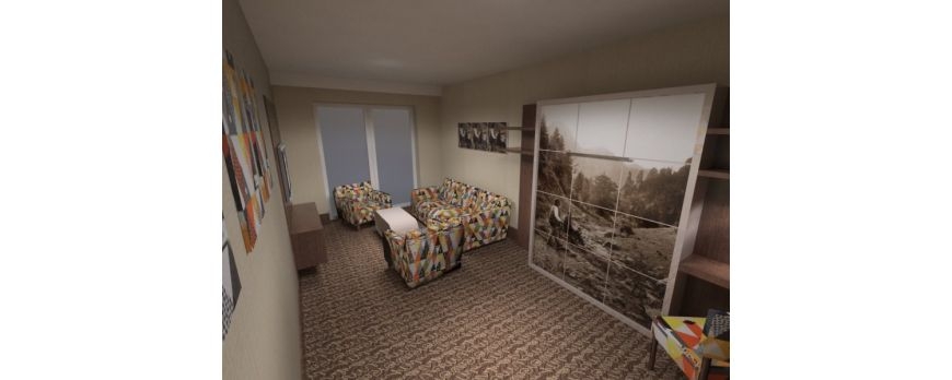 Pokój hotelowy z łóżkiem w szafie